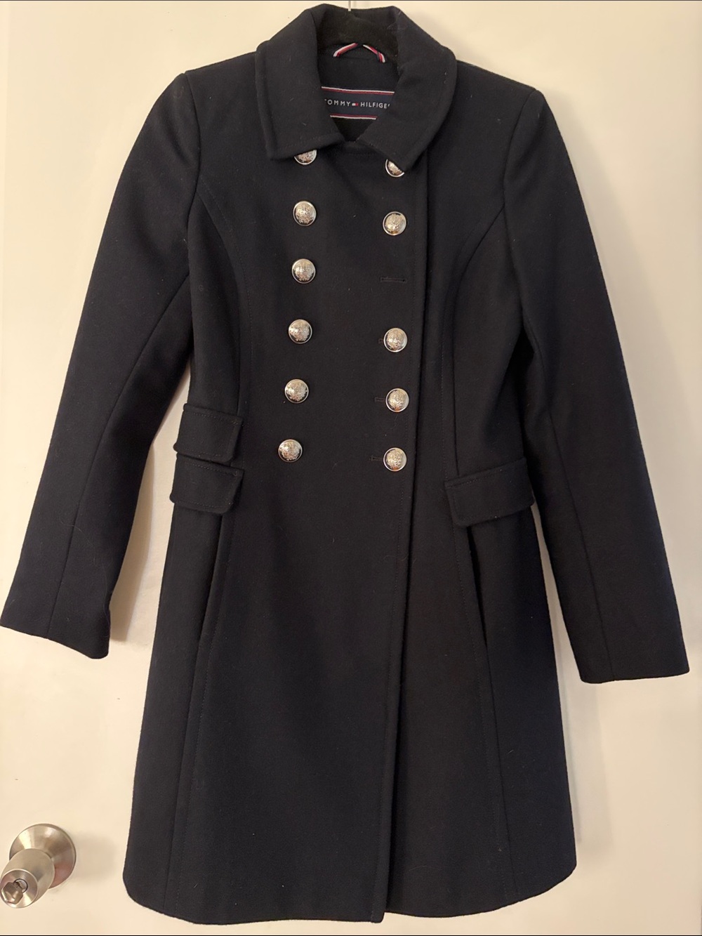 Tommy Hilfiger Navy Double-Breasted Pea Coat size XS